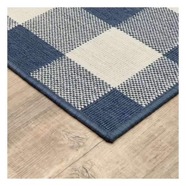 Outdoor Rugs-Kirkland's Home Buffalo Check Outdoor Accent Rug, 2X3 Blue