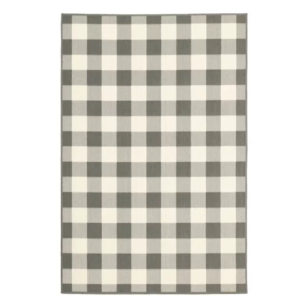 Outdoor Rugs-Kirkland's Home Buffalo Check Outdoor Area Rug, 3X5 Gray