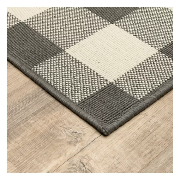 Outdoor Rugs-Kirkland's Home Buffalo Check Outdoor Area Rug, 3X5 Gray