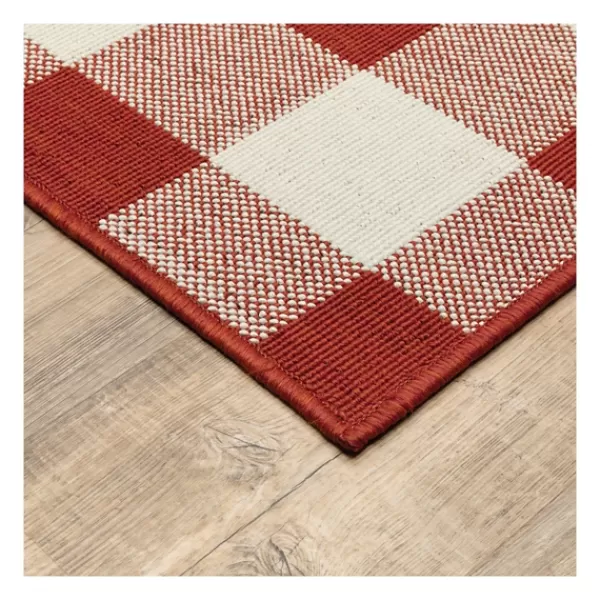 Outdoor Rugs-Kirkland's Home Buffalo Check Outdoor Area Rug, 5X7 Red