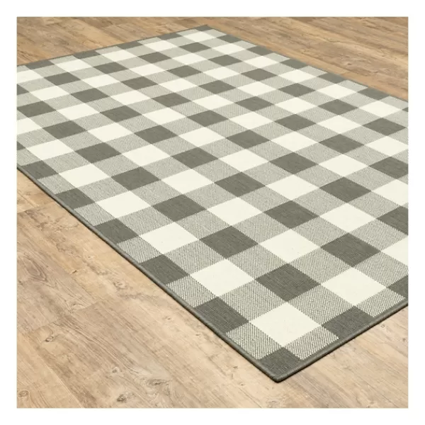 Outdoor Rugs-Kirkland's Home Buffalo Check Outdoor Area Rug, 8X13 Gray