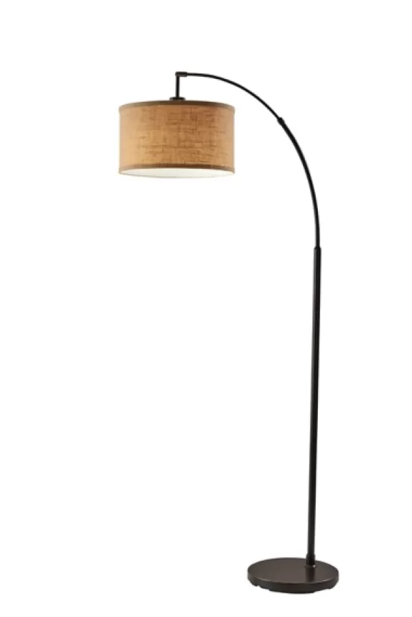 Floor Lamps-Kirkland's Home Burlap Arc Floor Lamp Tan