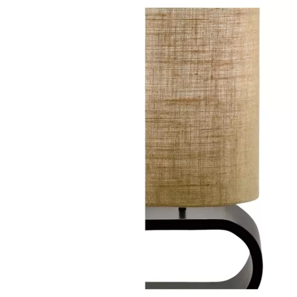 Floor Lamps-Kirkland's Home Burlap Shade Black Oval Base Daniel Floor Lamp Tan