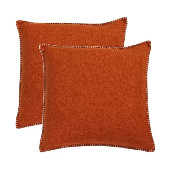 Pillows-Kirkland's Home Burnt Chunky Weave Pillows, Set Of 2 Orange