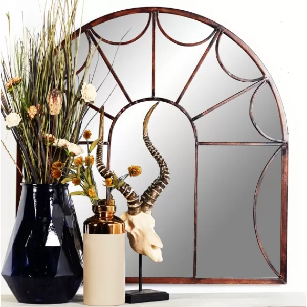 Decorative Mirrors-Kirkland's Home Burnt Iron Metal Curve Overlay Arched Mirror