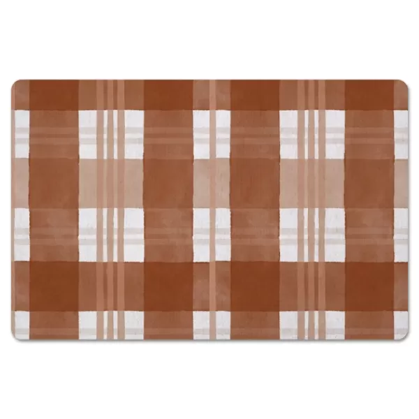 Kitchen & Floor Mats-Kirkland's Home Burnt Orange Plaid Harvest Floor Mat Orange/White