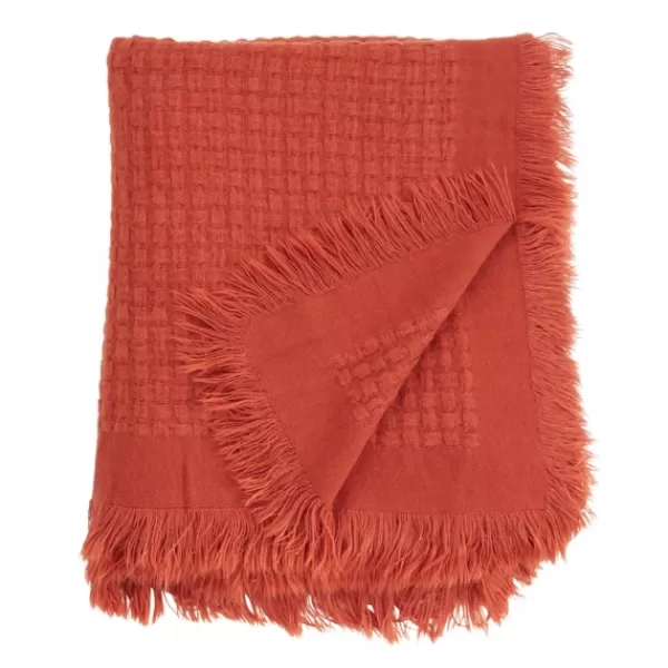 Blankets & Throws-Kirkland's Home Burnt Waffle Weave Throw Blanket Orange