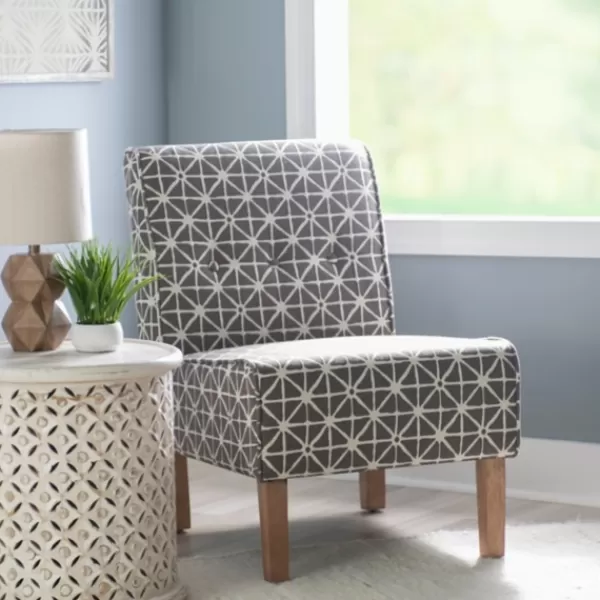 Accent Chairs-Kirkland's Home Burst Patterned Slipper Accent Chair Gray