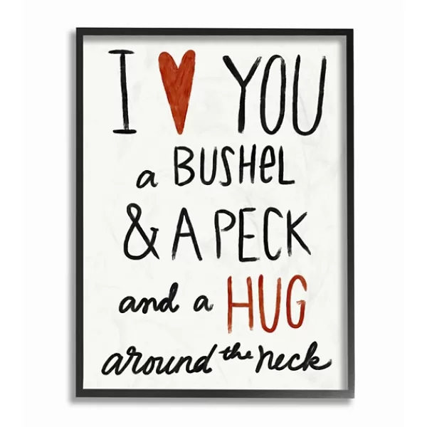 Wall Quotes & Signs-Kirkland's Home Bushel Peck & Hug Framed Giclee Canvas Art Black/White