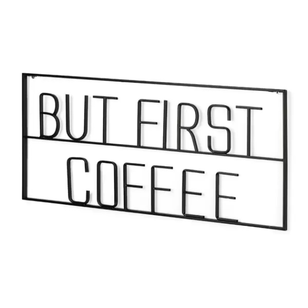 Wall Quotes & Signs-Kirkland's Home But First Coffee Metal Wall Plaque Black