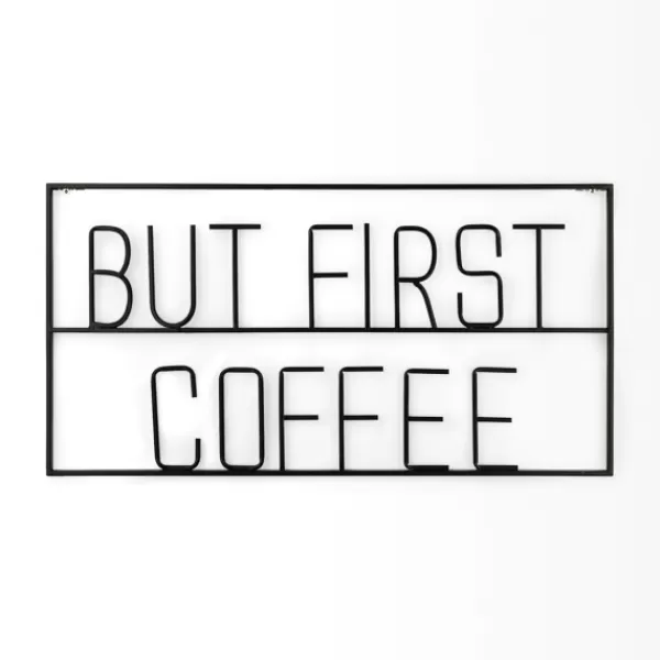 Wall Quotes & Signs-Kirkland's Home But First Coffee Metal Wall Plaque Black