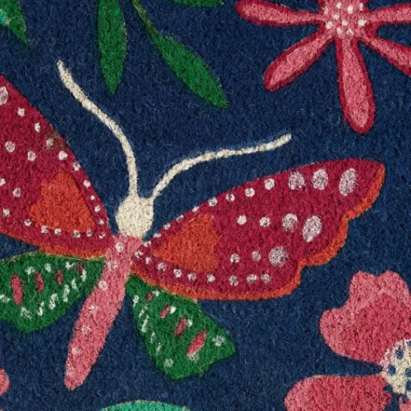 Doormats-Kirkland's Home Butterfly Blooms Doormat Blue/Pink