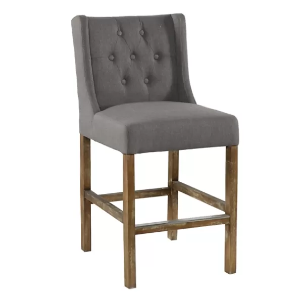 Bar Stools & Counter Height Stools-Kirkland's Home Button Tufted Kia Counter Stool Gray