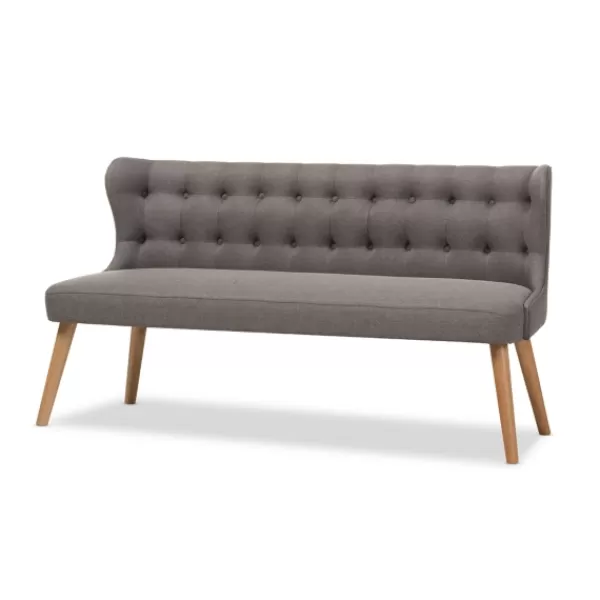 Sofas & Loveseats-Kirkland's Home Button Tufted Splayed Settee Gray