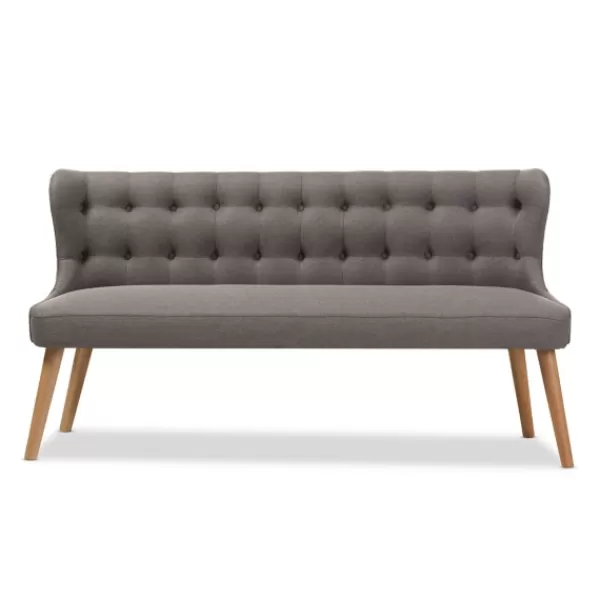 Sofas & Loveseats-Kirkland's Home Button Tufted Splayed Settee Gray