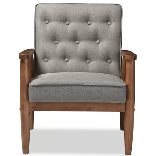 Accent Chairs-Kirkland's Home Button-Tufted Sawyer Accent Chair Gray