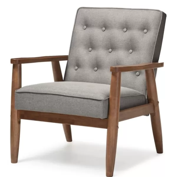 Accent Chairs-Kirkland's Home Button-Tufted Sawyer Accent Chair Gray