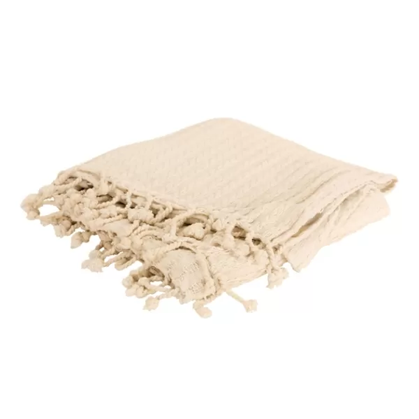 Blankets & Throws-Kirkland's Home Cable Knit Tassel Throw Ivory