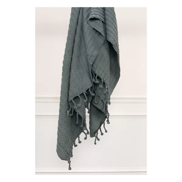 Blankets & Throws-Kirkland's Home Cable Knit Tassel Throw Gray