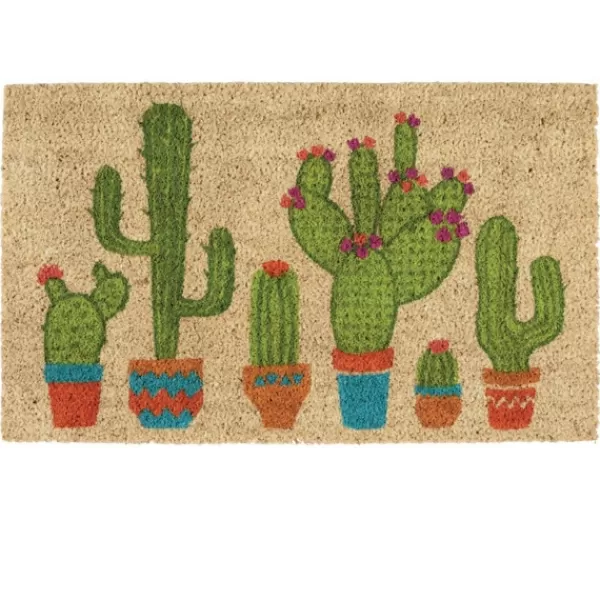 Doormats-Kirkland's Home Cactus Family Coir Doormat Tan/Green/Multi