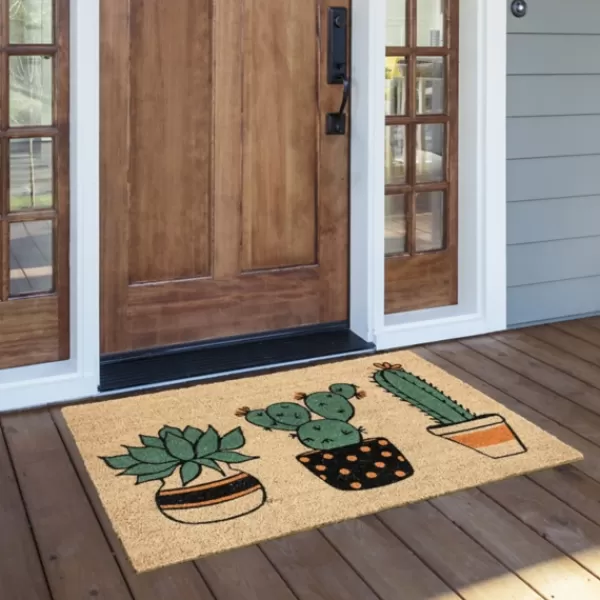 Doormats-Kirkland's Home Cactus Friends Doormat Green/Tan