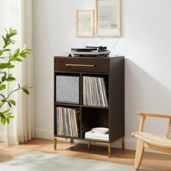 Bookshelves-Kirkland's Home Cadence Gold Record Storage Bookcase With Speaker