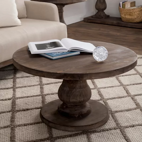 Coffee Tables-Kirkland's Home Calie Reclaimed Pine Round Coffee Table