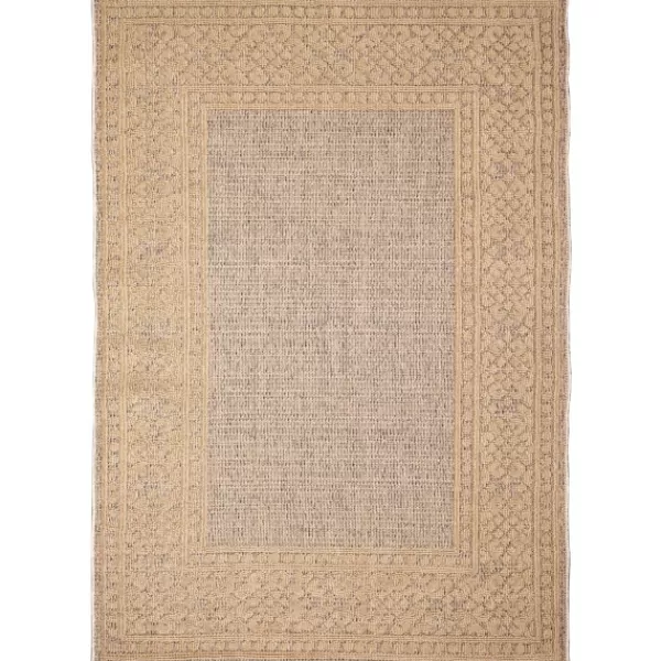 Outdoor Rugs-Kirkland's Home Camel Leopard Border Outdoor Area Rug, 5X7 Tan