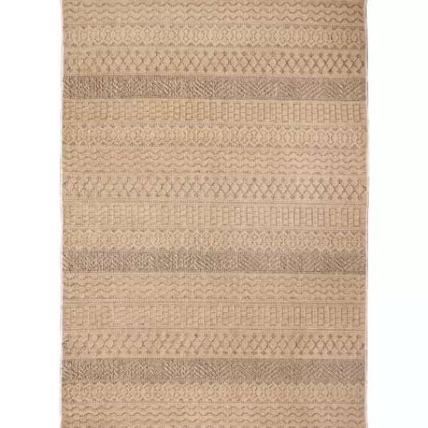 Outdoor Rugs-Kirkland's Home Camel Linear Sundry Outdoor Area Rug, 6X9 Tan