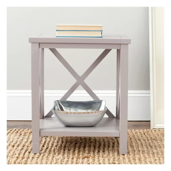 Accent & End Tables-Kirkland's Home Candice Cross Back Accent Table Gray