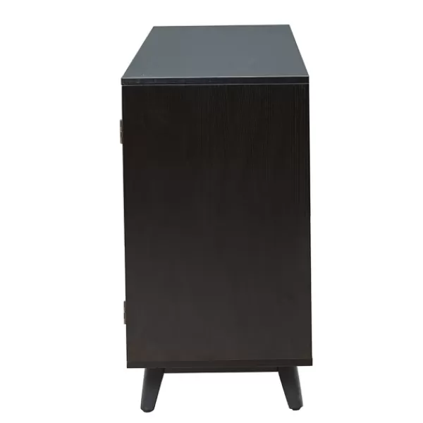 Cabinets & Sideboards-Kirkland's Home Cane Wood Storage Media Cabinet Black