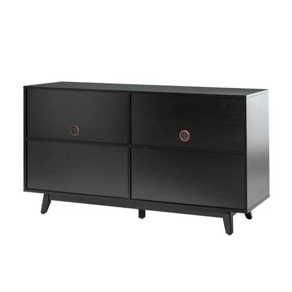 Cabinets & Sideboards-Kirkland's Home Cane Wood Storage Media Cabinet Black