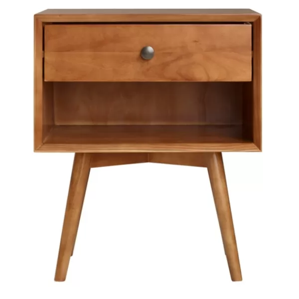 Nightstands-Kirkland's Home Caramel 1-Drawer Mid Century Nightstand Brown