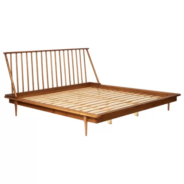 Beds & Headboards-Kirkland's Home Caramel Mid-Century Modern Platform King Bed Frame Brown