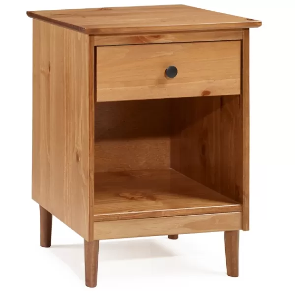 Nightstands-Kirkland's Home Caramel One-Drawer Wood Nightstand Brown