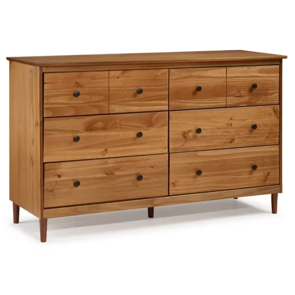 Dressers & Chests-Kirkland's Home Caramel Solid Wood 6-Drawer Dresser Brown