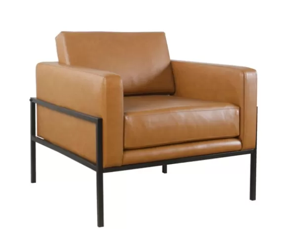 Accent Chairs-Kirkland's Home Carmel Vegan Leather Club Accent Chair Brown