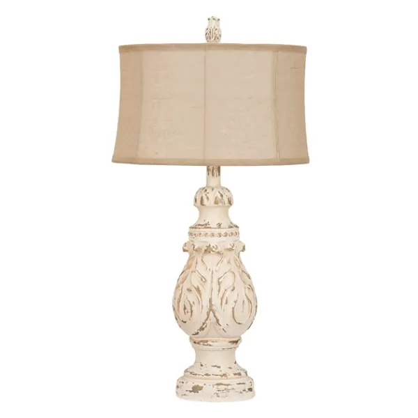 Table Lamps-Kirkland's Home Caroline Distressed Cream Table Lamp Tan