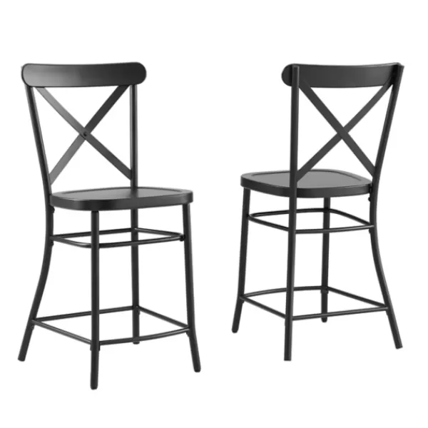 Bar Stools & Counter Height Stools-Kirkland's Home Caroline X-Back Counter Stools, Set Of 2 Black