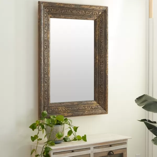 Decorative Mirrors-Kirkland's Home Carved Ansanthus Floral Wood Frame Mirror