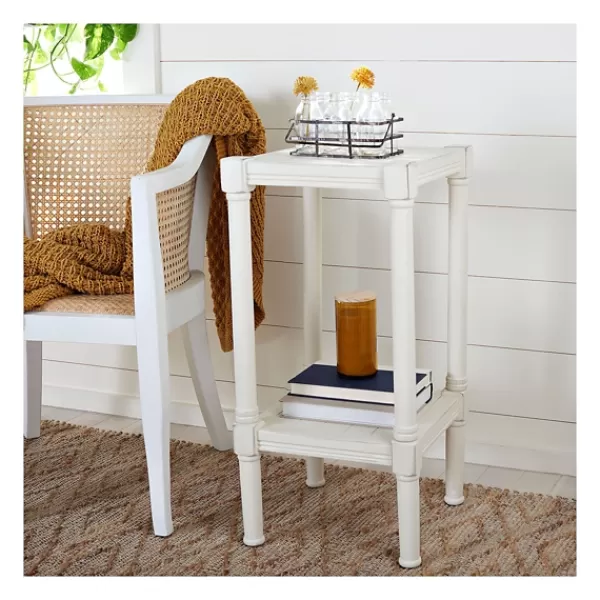 Accent & End Tables-Kirkland's Home Carved Pinewood Farmhouse Accent Table White