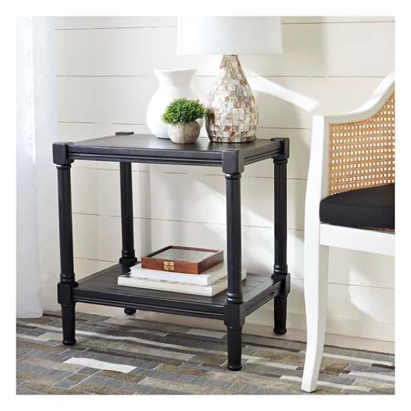 Accent & End Tables-Kirkland's Home Carved Pinewood Farmhouse Accent Table Black