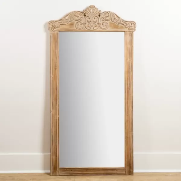 Full Length & Floor Mirrors-Kirkland's Home Carved Scroll Pine Wood Leaner Mirror