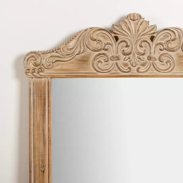 Full Length & Floor Mirrors-Kirkland's Home Carved Scroll Pine Wood Leaner Mirror