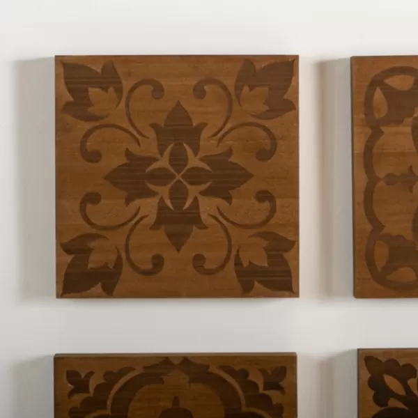 Wall Plaques-Kirkland's Home Carved Wood Patterned Wall Plaques, Set Of 4 Brown