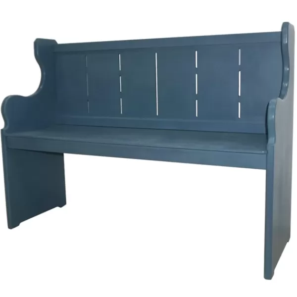 Entryway Furniture-Kirkland's Home Carved Wood Pew Bench Blue