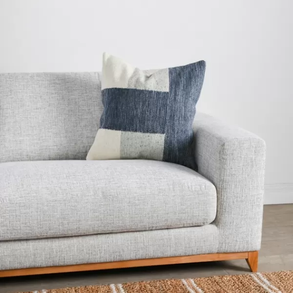 Pillows-Kirkland's Home Casey Navy Color Block Throw Pillow Blue/Ivory/Gray