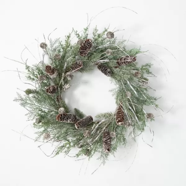 Wreaths-Kirkland's Home Cedar And Pinecone Branches Winter Wreath Green/Brown/Gray