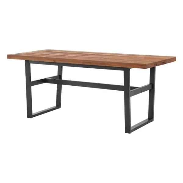 Dining Tables-Kirkland's Home Cedar Wood And Black Metal Dining Table Brown