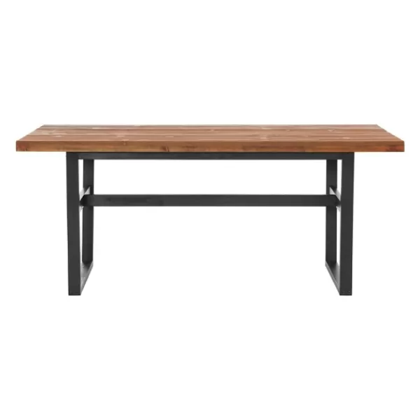 Dining Tables-Kirkland's Home Cedar Wood And Black Metal Dining Table Brown